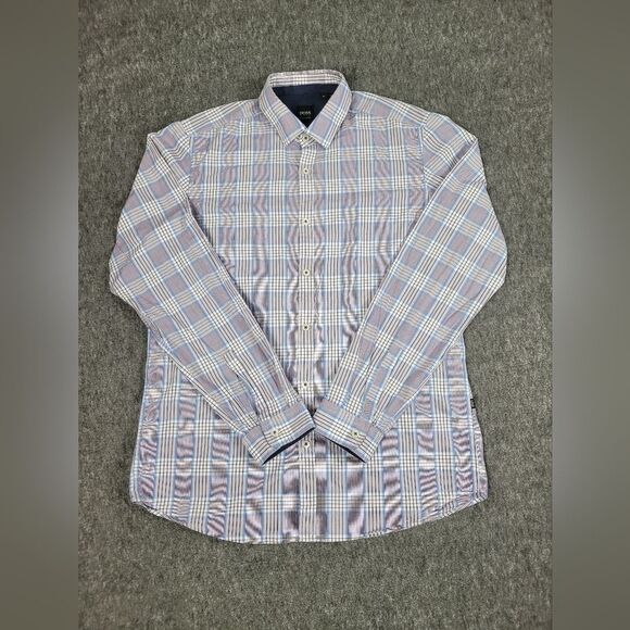 Boss Hugo Boss Purple Blue Regular Fit Button Down Lorenzo Shirt Size M - Picture 1 of 10
